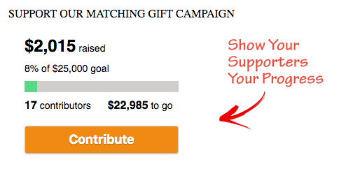 Fortschrittsbalken mit Beschreibung des eingenommenen Geldes