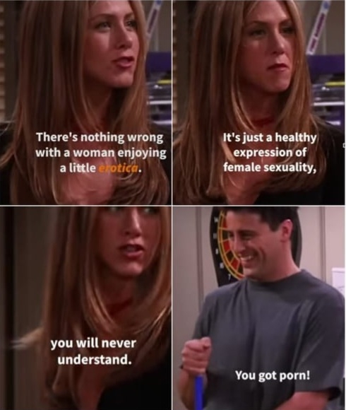 Joey Tribbiani from Friends thinks Rachel has porn