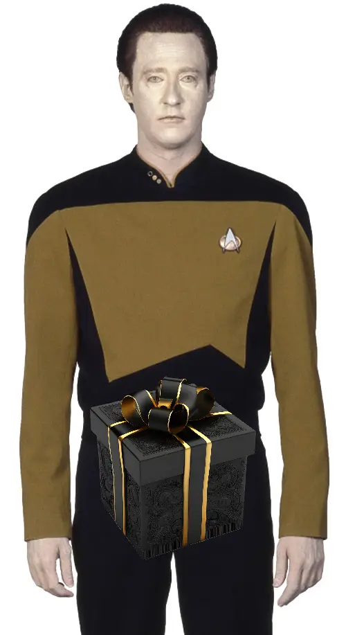TNG's Data with a box in front of his crotch