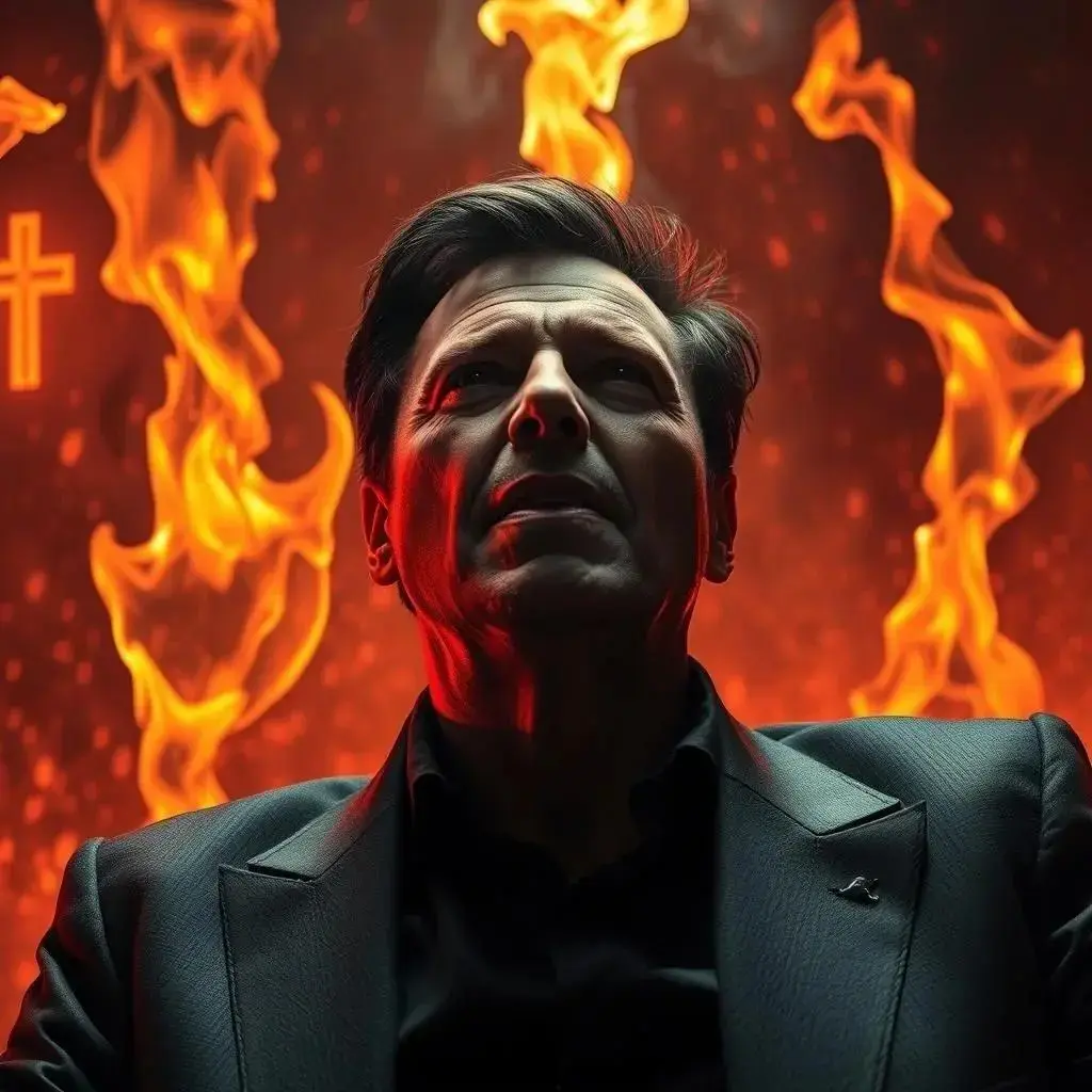 Image with seed 76624 generated via AI Horde through @aihorde@lemmy.dbzer0.com. Prompt: elon musk in hell being awfully tortured and painfully regretting all the gaslighting, grifting, lying, manipulation, nazi shit he did, because he's a piece of shit