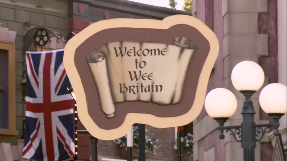 Still from the show Arrested Development of the sign for "Wee Britain"