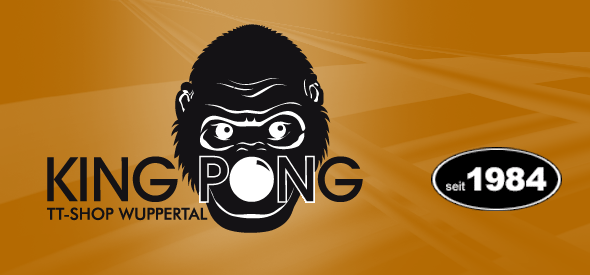 KING PONG - TT-SHOP Wuppertal seit 1984
Das Logo das Ladens ist ein Gorilla-Kopf. Dessen Nase ist ein Tischtennis-Ball, der das O in PONG ist