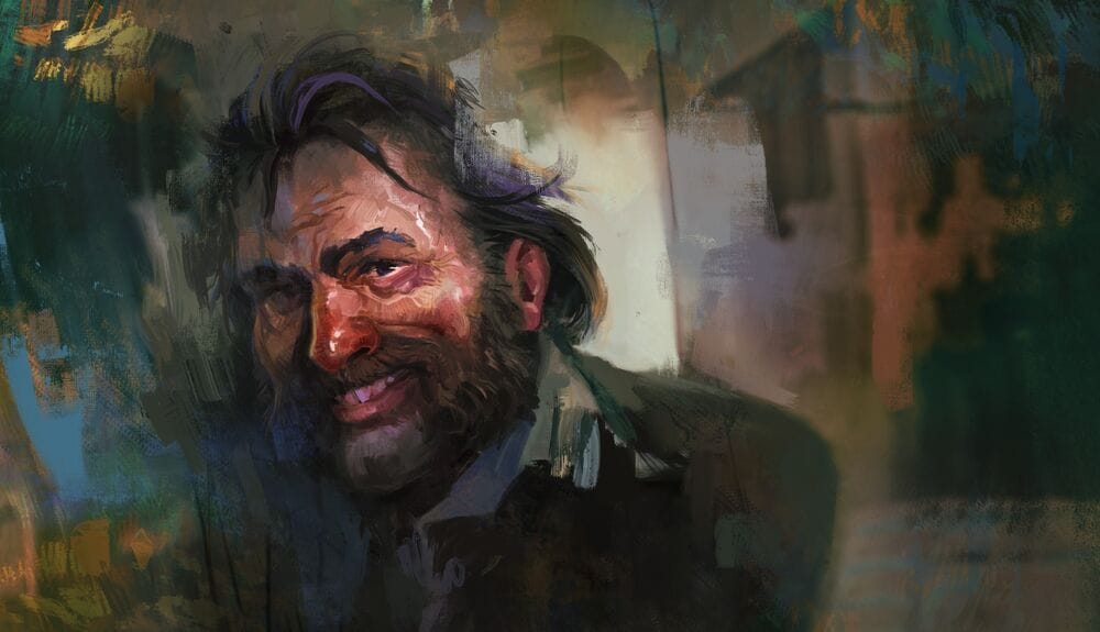 Du Bois from Disco Elysium making the face