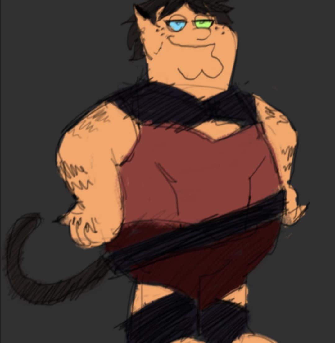 Peter Griffin from Family Guy in Catra's outfit.