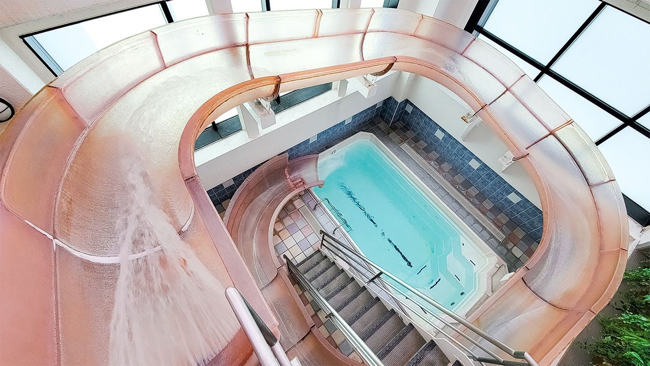 private water slide inside hotel room